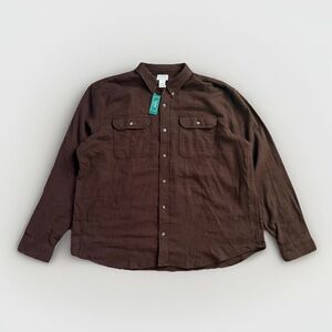 L.L. Bean Men's 2XL Reg 1912 Field Flannel Shirt - Deepest Brown NWT